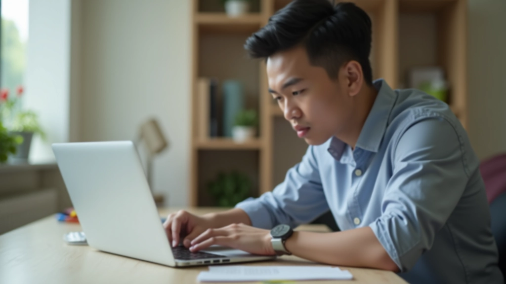 Young professional checking savings progress on laptop